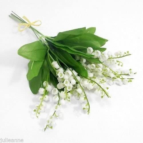 LILY OF THE VALLEY - 6 PLASTIC ARTIFICIAL FLOWERS & FOLIAGE, Green, Small - Image 2