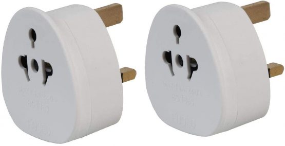 EUROPEAN TO UK TRAVEL ADAPTER, 2 TO 3 PIN TRAVEL PLUG/ADOPTER 3 PIN ADAPTOR PACK OF 2