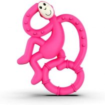 Matchstick Monkey, Mini Teething Toy for Baby, Stimulates and Massages Sore Gums, 3 Months Old+, Pink