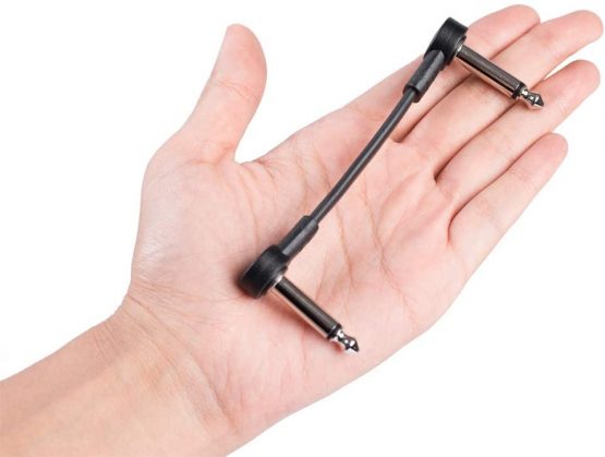 Rayzm Guitar Patch Cable, 6.35mm Angled Instrument Jumper Cable for Guitar/Bass Effects Pedals, 5cm Pedal-Board Jumper Cables (6-Pack, Black ) - Image 3