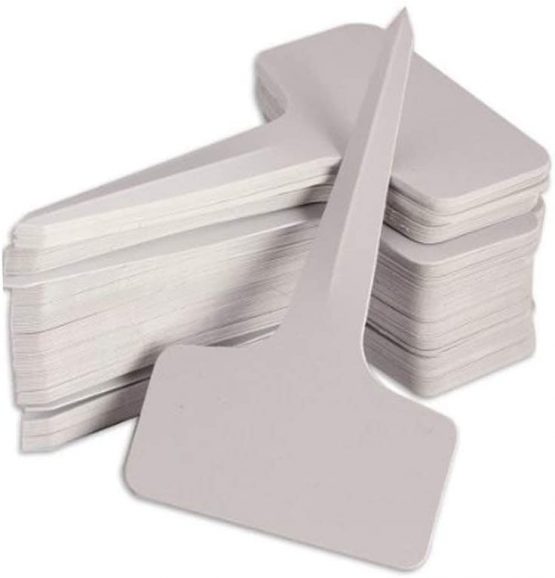 KINGLAKE 100PCS Plastic Plant Markers & Labels White Garden Tags for Plants Herb 6x10cm (White)