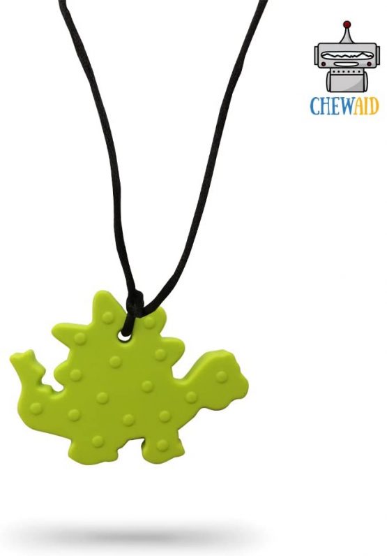 ChewAid Chew Pendant Training and Development Fidget Toy Chew Necklace for Teething Babies,Sensory,Oral Motor, Anxiety, Autism (Dinosaur NeonGreen) - Image 2