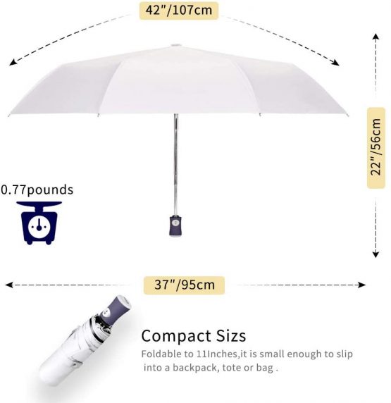 White Umbrella，Cuby，Lightweight，Automatic Open/Close, Fashion，Slip-Proof Handle for Easy Carrying by - Image 3