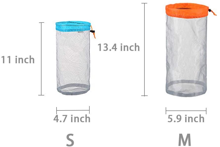 Yundxi Ultralight Ultra Stuff Sacks Set Mesh Drawstring Storage Bags Set for Travelling Camping Hiking (Set of 5 Pieces) - Image 3