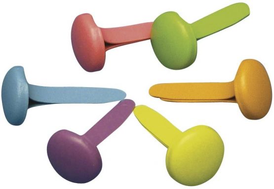 Rayher 7835449 Mini Brads, Round Head Paper Fasteners, assorted pastel colours, 8mm Head, 50 pieces