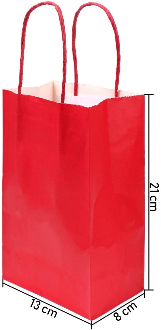 flintronic Paper Bags, 12 Pcs Red Gift and Sweet Bag with Handles, Kraft for Kids Party Celebrations, Baby Shower, Birthday - Image 4