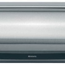 Brabantia Roll Top Bread Bin (Matt Steel Fingerprint Proof) Large Front Opening Flat Top Bread Box, Fits 2 Loaves