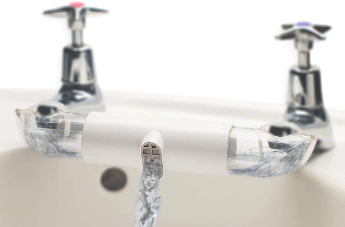 Adaptor for Sinks with Separate TAPS for Mixing hot and Cold Water in Kitchen & Bathroom. This Connector Helps Save Water (White)