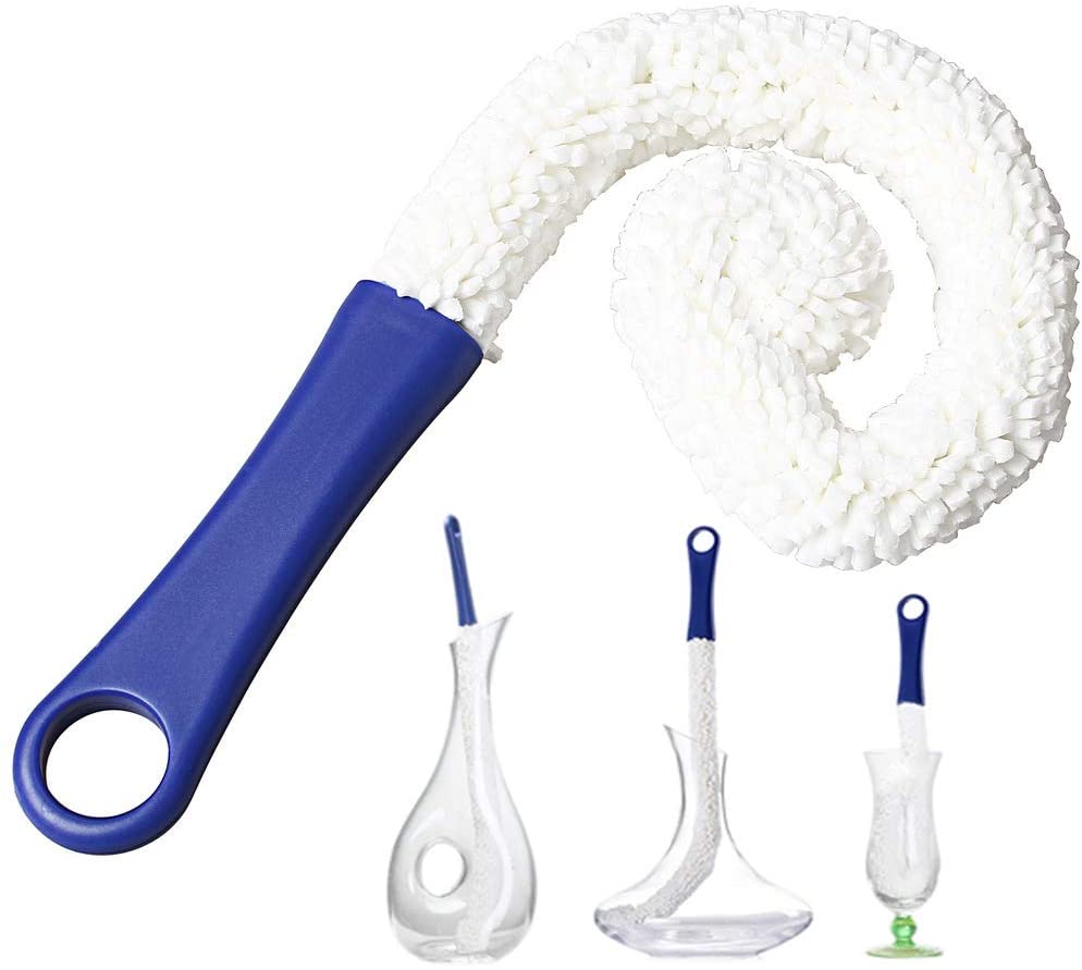 Wine Decanter Cleaning Brush, Ruix 1 Pcs Bottle Cleaner Bendable Long Handles Soft Cleaning Cup Brush, Blue