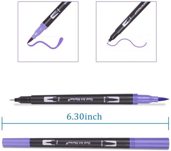 120-Colour Dual Brush Pens,Felt Tip Pens Brush Markers for Calligraphy Drawing Sketching Colouring Book (Black) - Image 2