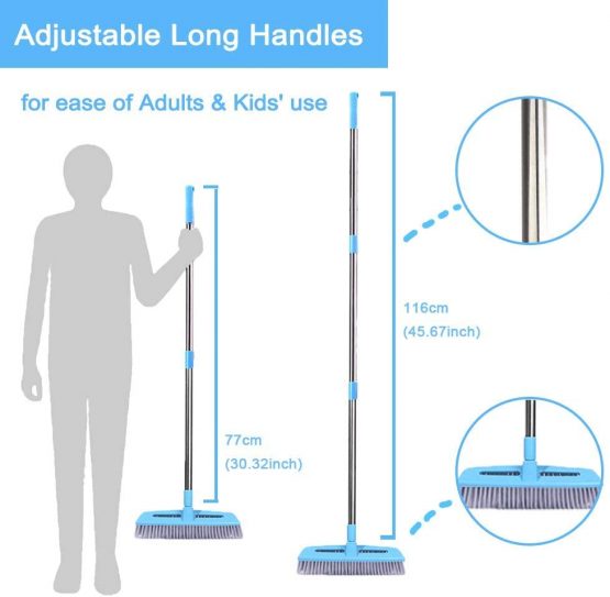 Floor Scrub Brush with Adjustable Long Handle - 51 inches, Stiff Bristles, Indoor Outdoor Broom for Cleaning Bathroom, Kitchen, Patio, Tile, Wall, Grout, Wood Floor, Carpet - Image 3