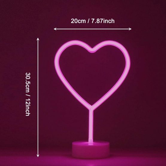 GUOCHENG Lovely Pink Heart Neon Sign LED Pedestal Neon Lamp Nightlight Decorative Love Heart Neon Marquee Sign for Festival Wedding Christmas Children Bedroom - Image 4
