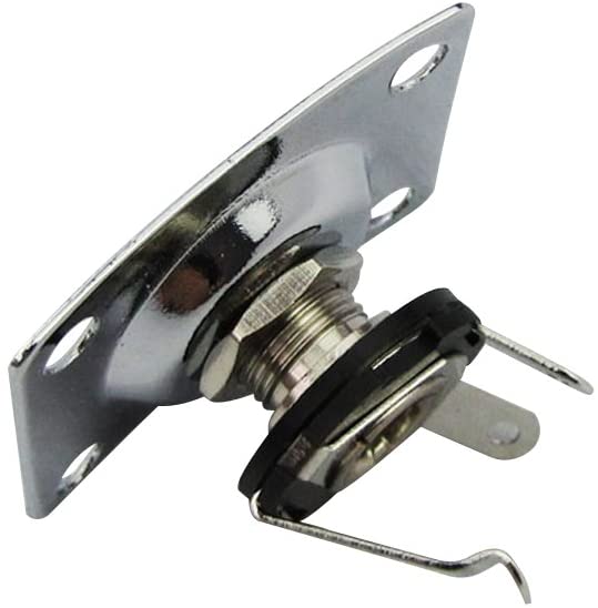 Musiclily 1/4" Rectangle Output Jack Plate Socket for Electric Guitar Chrome, 37mm x 28.5mm - Image 2