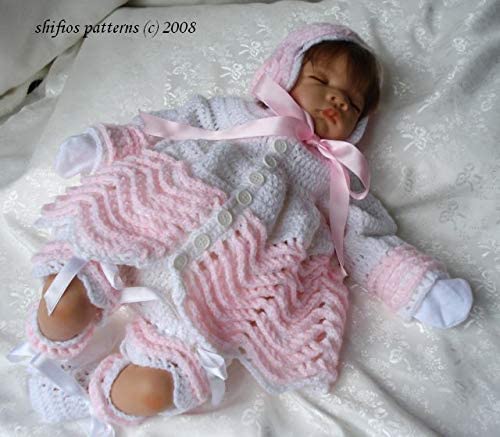 Crochet Pattern for Babies Matinee Jacket Shorts and Matching Hat and Booties, Babies Double Knitting Crochet Pattern - Image 2