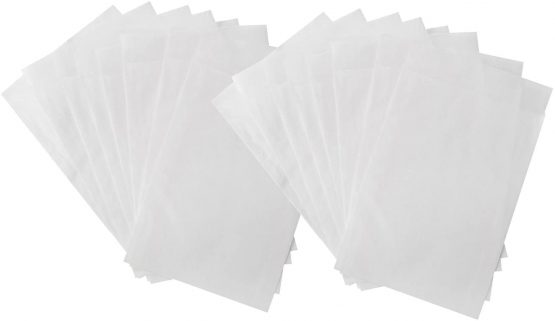 50 Small Paper Bags White Mini Bags Paper Flat Bags Glassine 10.5 x 15 + 2 cm Light Transparent for Party Favours Gift Favours Gift Idea Gift Idea