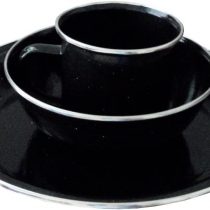 1 Person Camping Picnic Dining Set Plate Mug Bowl - Black Enamel
