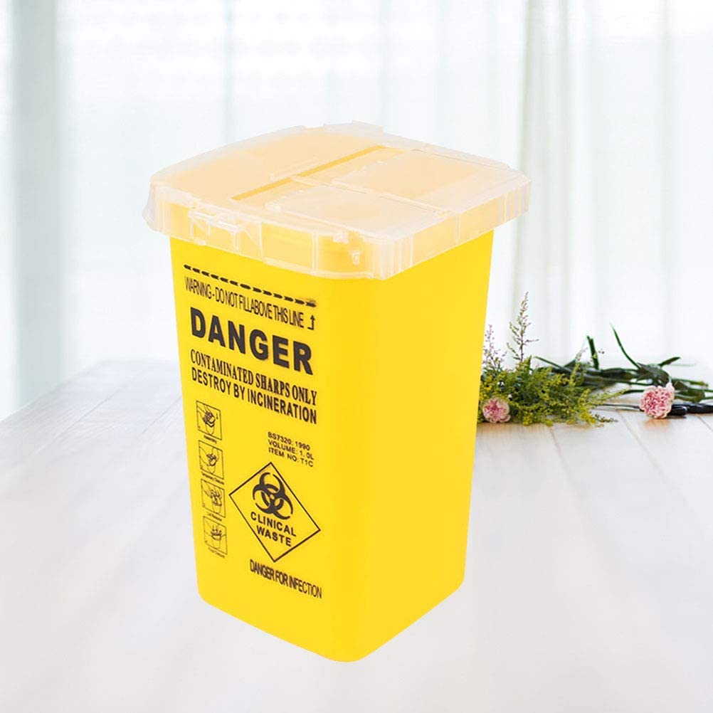 Healifty Sharps Box Tattoo Needles Disposal Container Medical Supplies and Equipment (Yellow), 8.7 cm x 9.1 cm x 8.7 cm - Image 3