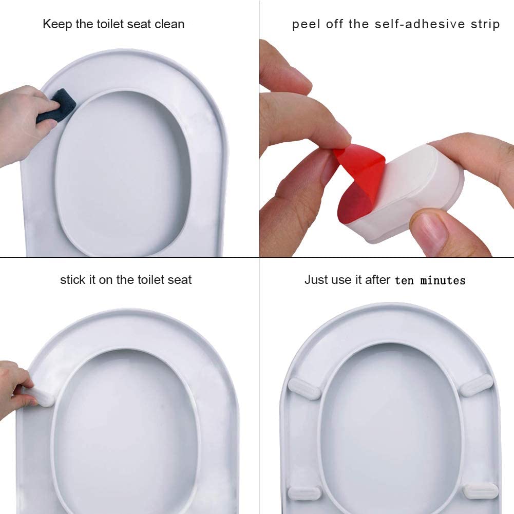 Toilet Seat Bumpers, Danolt 8 Pieces White Toilet Seat Buffer Toilet