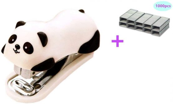 Portable Mini Cute Panda Desktop Stapler Set with 1000PCS No.10 Staples for Office School Home or Travel Use