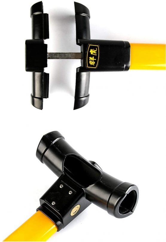 MEETOZ Universal Security Anti Theft Retractable Heavy Duty Car Steering Wheel Lock with 2 Keys - Yellow - Image 4