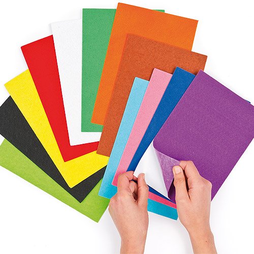 Baker Ross EV4082 Rainbow Self Adhesive Felt Sheet (Pack of 18) Assorted Rainbow Colour Felt Sheets, 22Cm X 15Cm