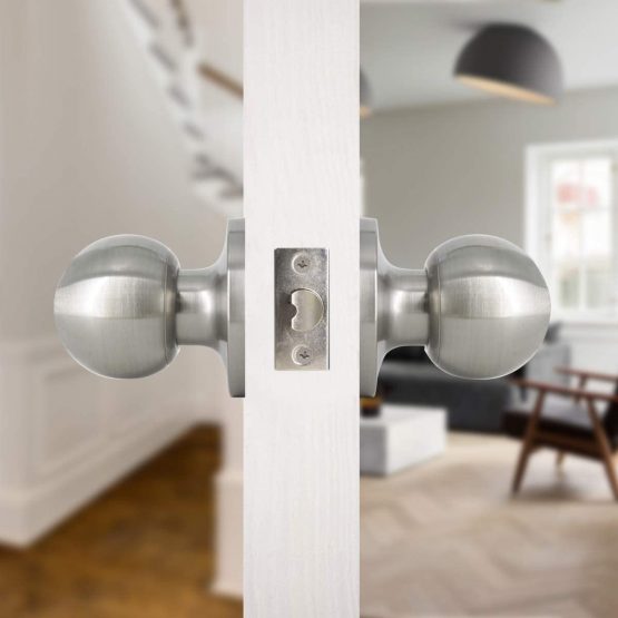 1 Pack Probrico Stainless Steel Round Passage Keyless Door Lock Set Interior Door Knob Satin Nickel - Image 4
