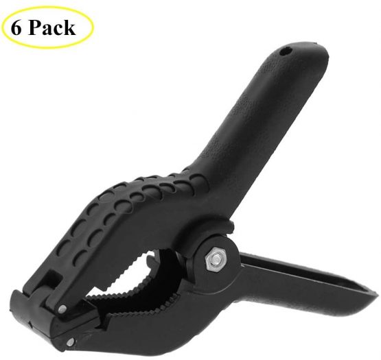 Coideal 6 Pack Plastic Nylon Spring Clamps for Photography Backgrounds/Large Heavy-Duty Market Stall Clips DIY Tools Muslin Backdrops Clamp Clips for Studio, Photo, Art & Crafts (4.5 Inch, Black)