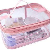 FIYUK Toiletry Bag Makeup Cosmetic Clear Bag Portable Waterproof Transparent Travel Large Storage
