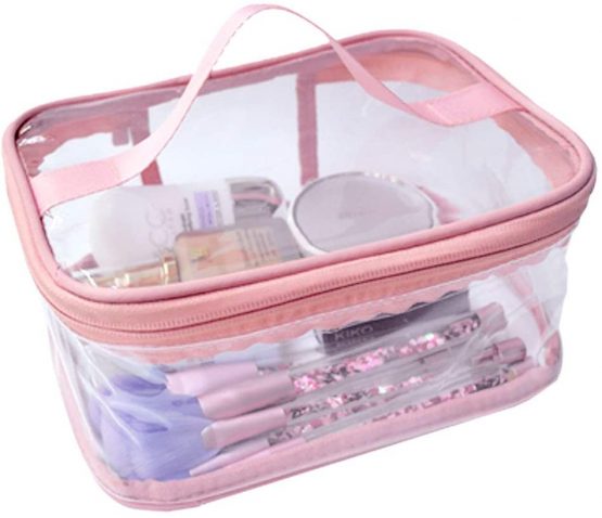FIYUK Toiletry Bag Makeup Cosmetic Clear Bag Portable Waterproof Transparent Travel Large Storage