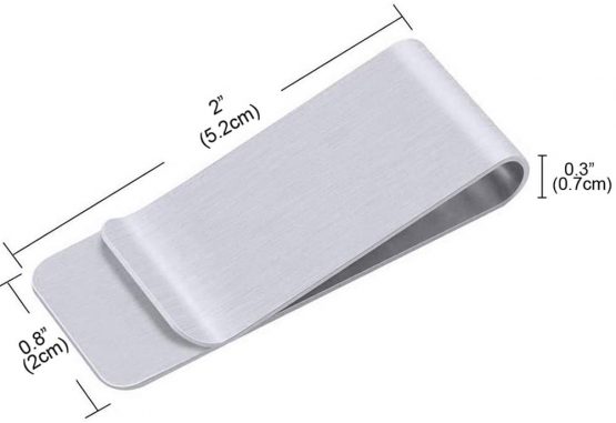Pack of 2 Stainless Steel Metal Slim Money Clips Bill Cash Holder for Men and Women (Silver) - Image 2