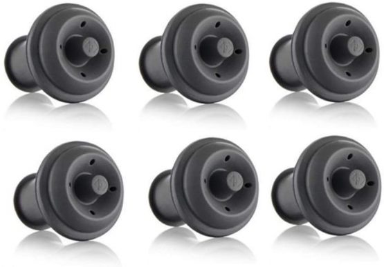 Vacu Vin 6 piece stopper for wine, Grey)