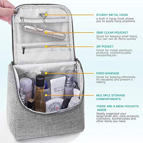HCFGS Full Size Toiletry Bag Hand-Held Large Cosmetic Bag Travel Makeup Bag Portable Large Wash Bag Waterproof Toiletry Kit Organizer for Women & Girl (Black) - Image 4
