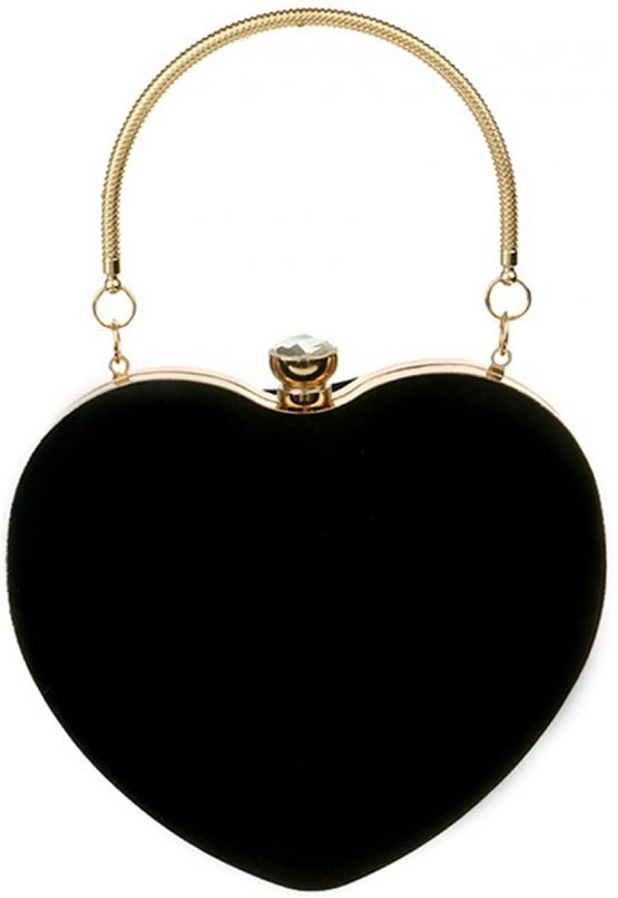 LA HUATE Women Heart Shape Clutch Purse Evening Party Handbag Wedding Bride Crossbody Bag