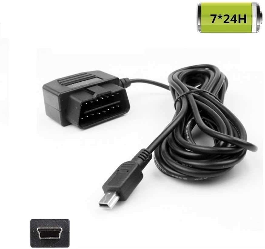 REARMASTER Universal OBD Power Cable for Dash Camera,24 hours Surveillance with mode switch button (mini-usb)
