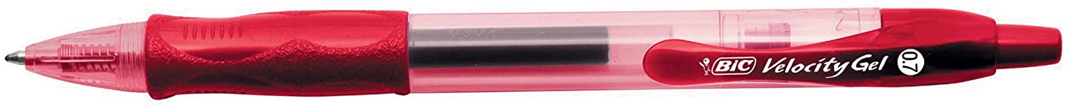 BIC 0.7 mm Velocity Roller Gel Pen - Red, Red,Transparent