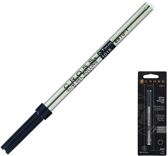Cross 8910-1 Original Refill for Gel Ink Slim Rollerball Pen, Medium Point, Suitable For Selectip Pens, 1 Pack, Black