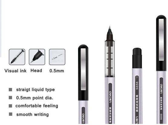 Rollerball Pen, Surcotto 0.5mm Black Gel Pens Smooth Ballpoint Pen Quick-Drying Liquid Ink Rollerball Pens - Pack of 12 - Image 2