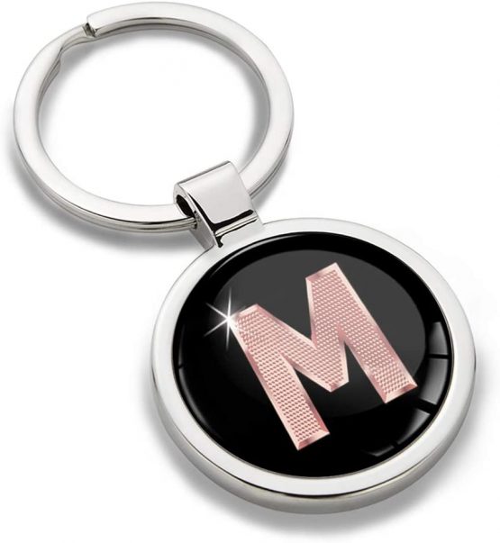 Biomar Labs® 3D Metal Alphabet A-Z Personalised Initials Keyring Keychain Rose Gold Men Women Gift Letter M, KK 39