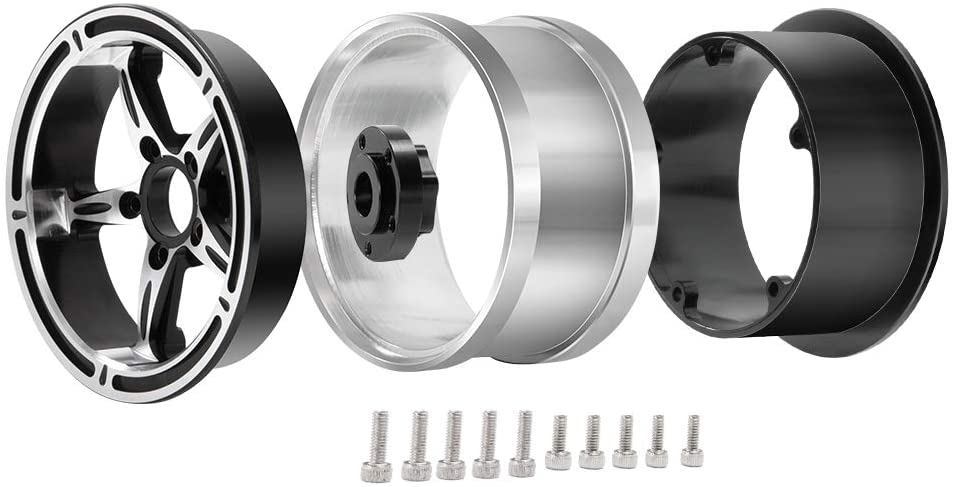 XUNJIAJIE 4PCS Aluminium Alloy 2.2inch RC Beadlock Wheels Rims for 1/10 Crawler Truck Car Axial Wraith (Silver+Black) - Image 3