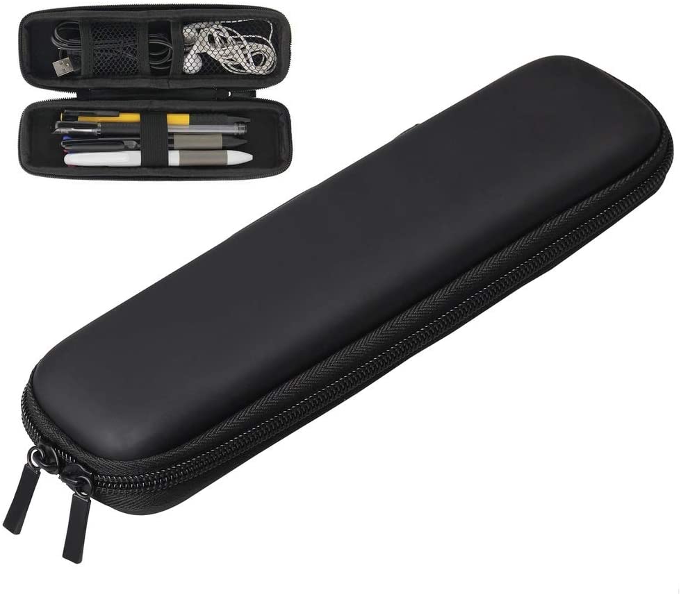 Pengxiaomei Pencil Case - Small Hard Shell Box for Stylus and Pen Holder, Black, 7.87 × 2.36 × 1.37 inches (20 × 6 × 3.5 cm)