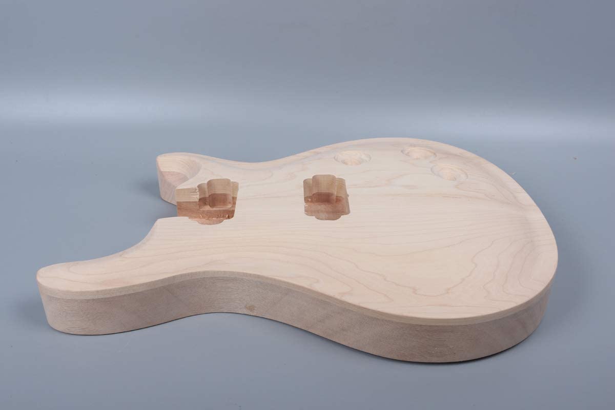 Yinfente Mahogany & Maple Wood Electric Guitar Body - Natural - PRS Style - DIY Guitar Kit, beige - Image 3