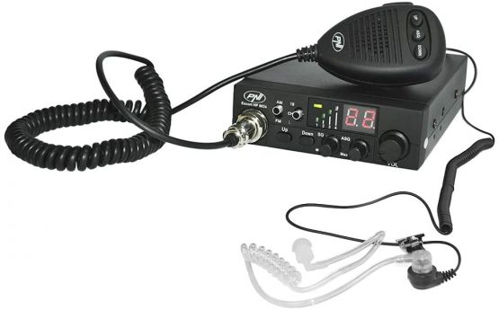 PNI HP8024HF11 Radio CB Escort HP 8024, ASQ, Power Supply 12V-24V + HF11 Headphones with 1 Pin Black - Image 2