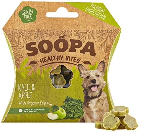 Soopa Kale & Apple Healthy Bites, Human-Grade, Grain-Free, Natural Dog Treats for Small Dogs Medium, Large, Puppy