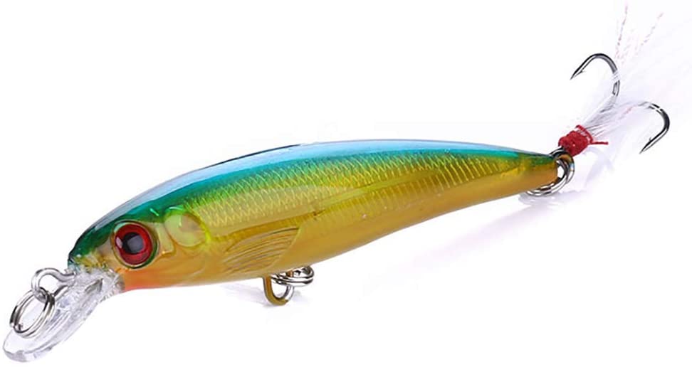 VOANZO 10PCS Laser Simulation Bait 3D Artificial Minnow Fishing Lures Baits, Plastic Fishing Tackle Bass