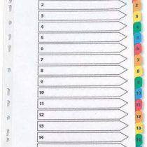 Q-Connect Index A4 Multi-Punched 1-15 Reinforced Multi-Colour Numbered Tabs KF01520