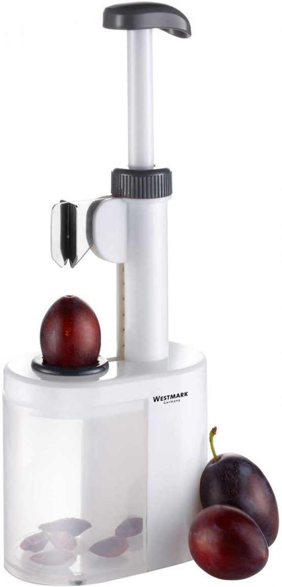 Westmark Plum Stoner For Kitchen-Ready Pitted Plums, Height: 26.5 cm, Plastic/Stainless Steel Blade, Prunus, White/Anthracite, 40232260