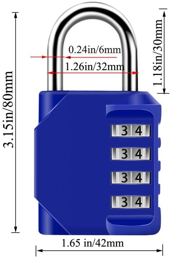 Combination Padlock Heavy Duty Lock - BeskooHome [ 2 Pack] Waterproof 4-Digit Combination Lock for School, Gym, Outdoor Shed Locker - [Blue] - Image 3