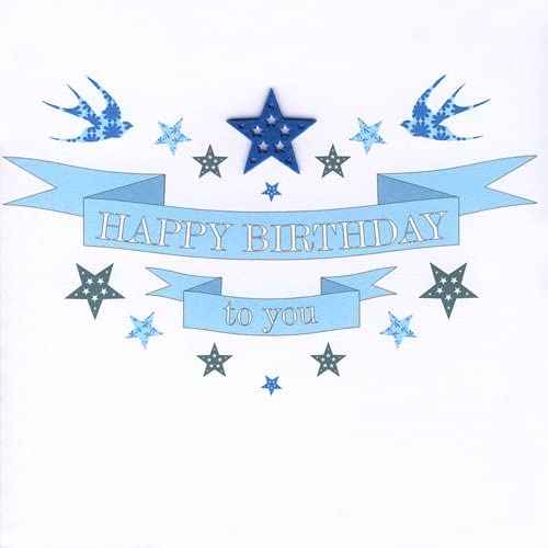 Claire Giles Greeting Cards, Happy Birthday Card, Blue Banners Design, Happy Birthday to You Greeting Card