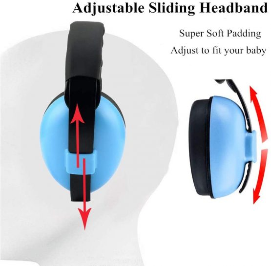 Baby Ear Defender Noise Cancelling Headphones for Kids Noise Reduction Earmuffs Adjustable Headband Hearing Protection for 0-3 Baby/Years Infant/Toddlers (Blue) - Image 2