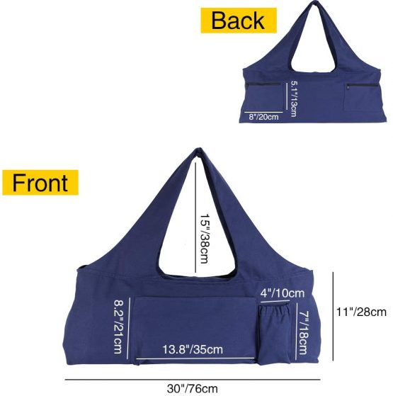 KUAK Extra Large Yoga Mat Bag and Carriers with Yoga Mat Strap, Top Full-Zip Closure, Bottle Pocket/Big Open Pocket and Zipper Pockets, Quality Canvas Women Tote Bag for Gym Sports Beach - Image 3